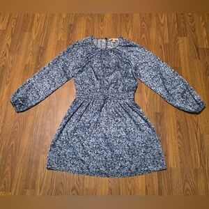 Michael Kors Blue Floral Bell Sleeve Mini Dress Size S/P Small C41